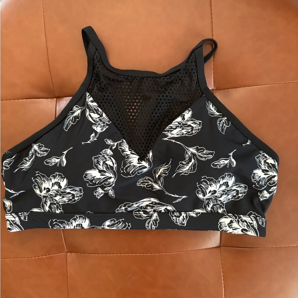 Lorna Jane Black and White Floral Sports Bra